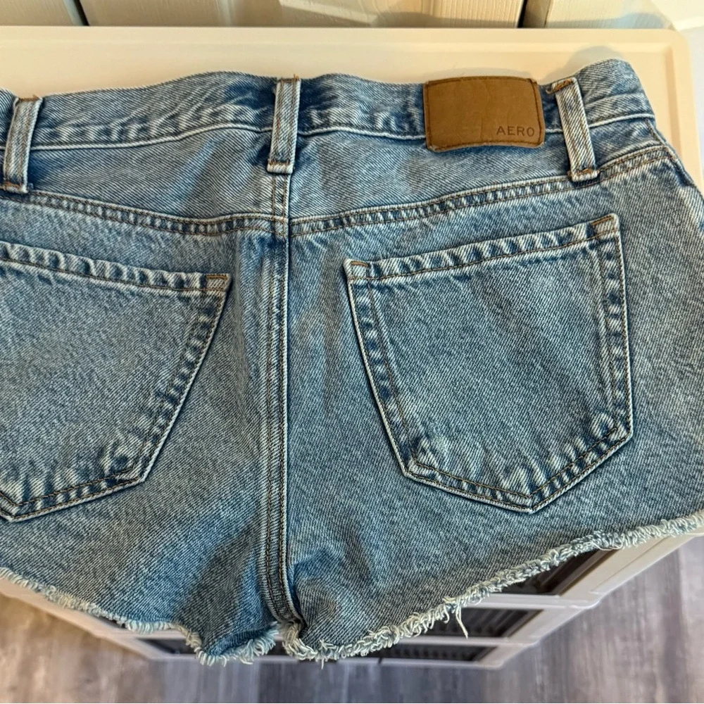Aeropostale Blue Jean Shorts with Watermelon and Daisy‎ Embroidery